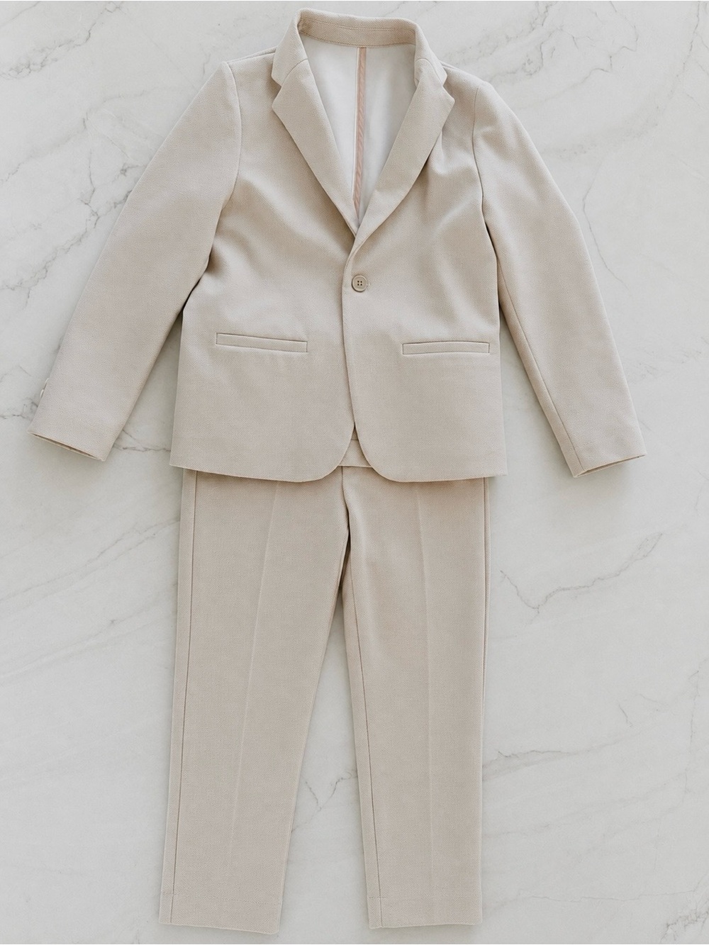 Zara Boys Beige Textured Single Button Tailored Blazer Size 9
